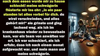 Nach dem Essen bin ich ohnmächtig geworden! Meine Schwägerin flüsterte mir spöttisch ins Ohr  „Du