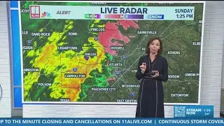 1:30pm Sunday update: Winter storm forecast in Georgia
