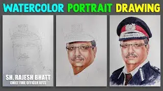 Watercolor Portrait Of Rajesh Bhatt 👌🏼🔥 | Retired Chief Fire Officer Of Ahmedabad Fire Department 🚒😊