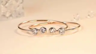&ldquo;YOU AND ME&rdquo; INSPIRATIONAL CUBIC ZIRCONIA CHARM ADJUSTABLE STACKABLE OPEN CUFF BANGLE BRACELETS SET