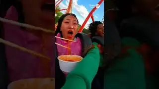 Can Two Girls Handle Buldak Bokkeum Myeon? 🌶️🎢 | Roller Coaster Mukbang