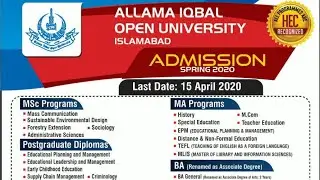 AIOU Admissions Spring 2020 phase 2