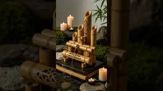Zen Bamboo Water Fountain & Candlelight 🕯️| Relaxing Piano Music #Shorts #🕯️  #relaxingmusic.