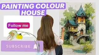 Colour theory of house in water colours🏡#colourtheory #viral #trending #painting #artist #watercolor