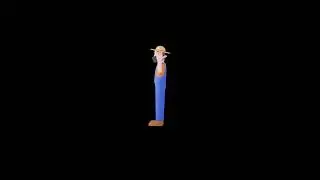 3D Cartoon Farmer Character Turntable | Talking on Phone