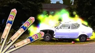 FIREWORKS DESTROY CARS! - My Summer Car Gameplay - My Summer Car Fireworks Rocket