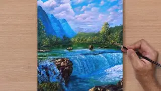 Painting a Beautiful Morning Scenary / Acrylic Painting / STEP BY STEP #56