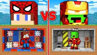 JJ Iron Man VS Mikey Spider-Man Security Base Battle in Minecraft - Maizen