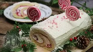 Brazo de gitano nevado con mermelada de frambuesa