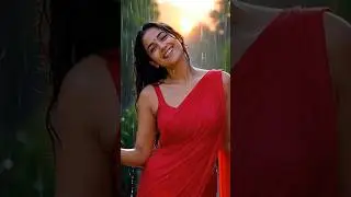 Beautiful Woman in Saree Smiling in Rain 🌧✨ | Viral Aesthetic Shorts #shorts #ytshorts #saree