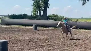Hottie loping circles with trainer & 3X WPRA Futurity World Champ Heidi Gunderson #barrelhorse