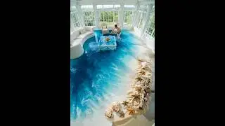 This Beach Epoxy Floor Looks TOO Real 😳 | Ocean Wave 3D Resin Flooring
