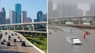 Houston before and after the flood , then and now, picture comparison of the 2017 floodings