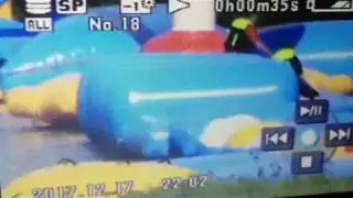 Epic fail on inflatable kids total wipeout course!