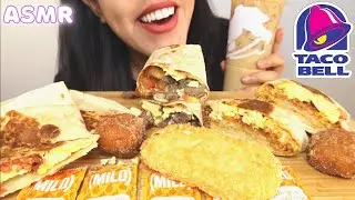 ASMR TACO BELL BREAKFAST BACON QUESADILLA, CRUNCHWRAP & STEAK BURRITO