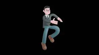 3D Cartoon Teacher Character Turntable | Male Jumping Joyful Pose