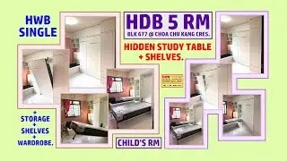 Hidden Study Table HDB 5 Room. Wall Bed. HWB-Single + Storage. HWB HUB.BTO.EC.DBSS