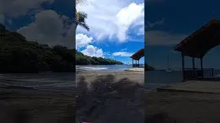Plage de l'anse noire,  unique plage de sable noir du Sud Martinique,  Cara&iuml;bes.