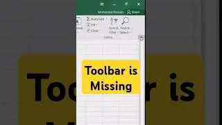 Toolbar is missing in excel | Toolbar is missing | excel toolbar not showing #excel