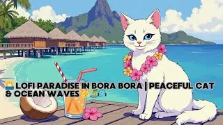 🌅 Lofi Paradise in Bora Bora | Peaceful Cat & Ocean Waves 🐱🏝️🎧
