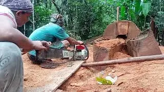 BELAH PAKAI BAR SAMBUNG ❗ POHON BENGKIRAI  | gergaji mesin chainsaw | senso kayu