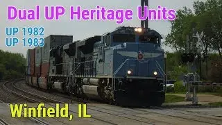 Dual UP Heritage Units - UP 1983 & 1982 - Winfield, IL