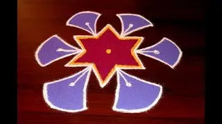 six leaf pulli kolam ||rangoli design with 7x4 dots