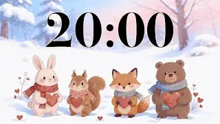 20 Minute Valentine’s Day Classroom Timer 💕 Cute Winter Animals, February Snow, & Fun Acoustic Music