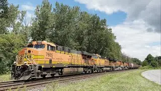 4 BNSF Locomotives Lead CSX X367 Through Weedsport, NY (8/16/23) [4K60]