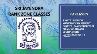 CA CLASSES | BUSINESS MATHEMATICS & STATISTICS | PERMUTATIONS & COMBINATIONS | LECTURE 1