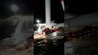 Turbine Truck Trapped as Rising Floodwater Cuts the Road 😱