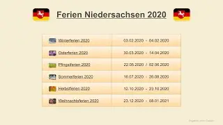 Ferien Niedersachsen 2020