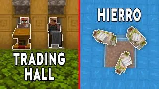 TRADING HALL con GRANJA DE HIERRO para MINECRAFT BEDROCK 1.20