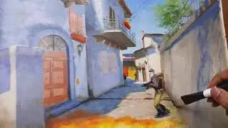 Oil Painting of Inferno map from CSGO | Timelapse