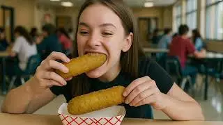 Trying fried giant pickles