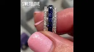 Handmade Round Cut Sapphire Eternity Band Wedding Anniversary Ring