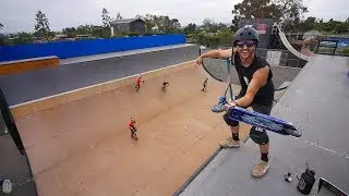 GIANT SKATEPARK HALF PIPE ON SCOOTER!