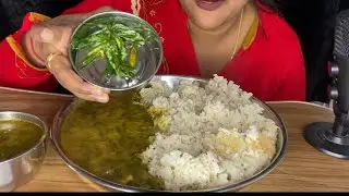 Daal palak with rice and fried chillies | Let’s eat with me SM