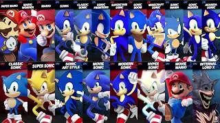 Sonic vs Mario vs Hyper Sonic vs Movie Mario vs Sonic Exe vs Minecraft Sonic | Smash Ultimate.