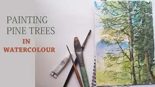 Painting Pine trees with Watercolour | scenery painting | Easy watercolor