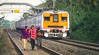 Vintage model staff special EMU local train accelerating quickly | Bandel-Katwa EMU local train