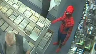 Spiderman prevents comic book robbery