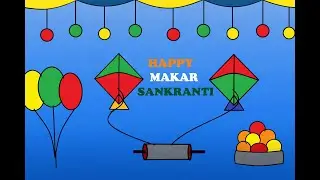 Makar Sankranti Drawing in MS Paint | Easy Kite Festival Drawing Step by Step