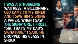 I WAS A STRUGGLING WAITRESS. A BILLIONAIRE CEO CAME TO MY DINER AND I SAW HIM SIGNING A PAPER... 