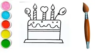 Cake drawing for beginners Step by step | Cake for kids | Coloring Painting Toddlers | Kids Art |