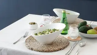 DOWAN Porcelain Angled Serving Bowls/Salad Bowls（26 oz, White,Set of 2）