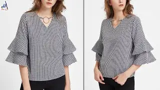Fashion Look!!.. Tow Layer Ruffle Slive Top | Cutting & Stitching | Full Tutorial #latestfashion