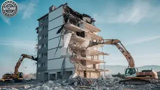 Amazing & Dangerous Building Demolition! Excavator Skills with Biggest Heavy Equipment Machines