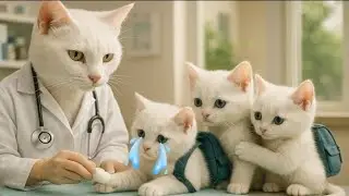 Moma Cat & Her Three Kittens Emotional Story | Mama Cat Saves Her Injured Kitten