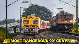 ⚠️ Most Dangerous 90&deg; Curve Scene | Indian Railways Local vs Express Train Crossing
